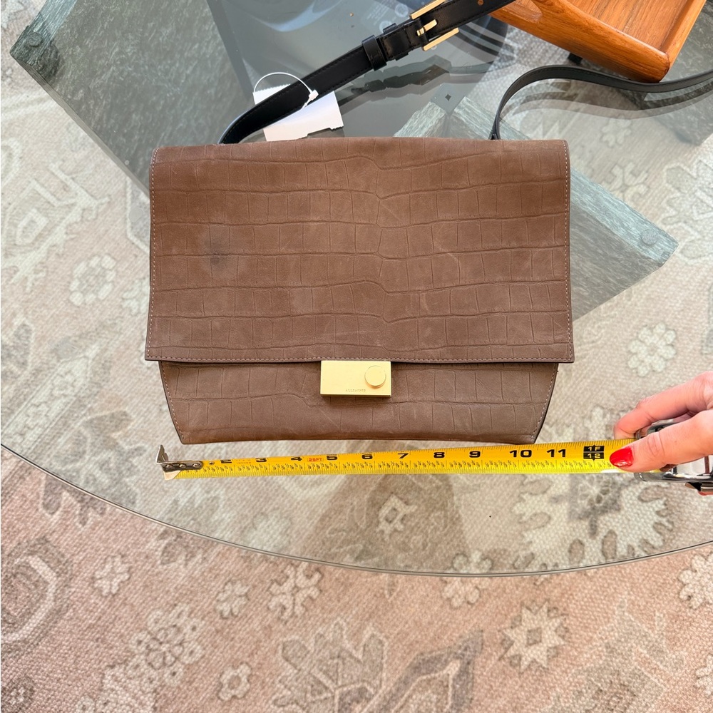 All Saints Tan Croc-Embossed Clutch
